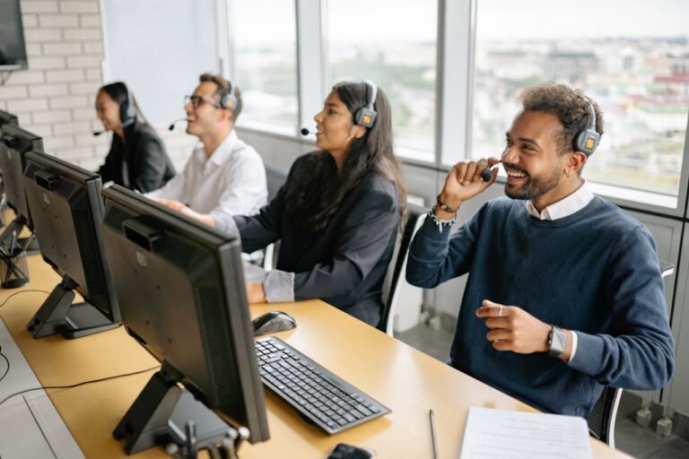 Call center agents at work